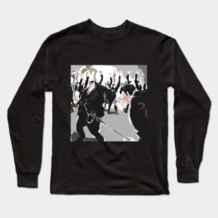 Two People Fighting With Selfie Stick Long Sleeve T-Shirt